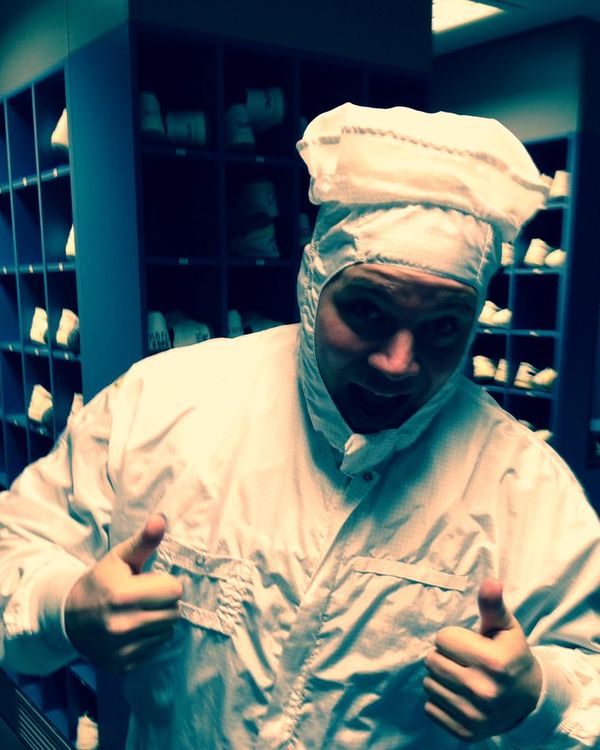 Jorg Jansen in a cleanroom suit